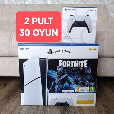 плейстейшн 5: PS5 slim 1TB, 2pult+30oyun, ideal qutusunda tam komplekt Türk