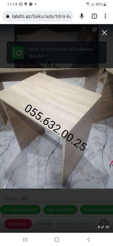 Masalar: Kurs üsün stol stul desti, Tədris kursları üçün stol stul desti — 23