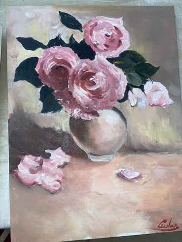Şəkillər, tablolar: Orijinal yağlı boya tablolar dəsti - Mövzu: Çiçəklər və natürmort - — 1