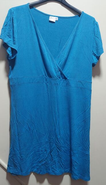 karirane kosulje haljine: L (EU 40), Single-colored, color - Light blue