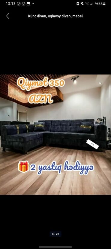 Divanlar: Künc divan, Yeni, Açılan, Bazalı, Vеlur parça, Şəhərdaxili pulsuz çatdırılma — 6