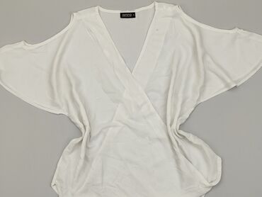 białe bluzki z kołnierzykiem krótki rękaw: Bluzka Damska, Janina, L, stan - Dobry
