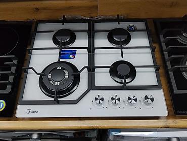 jedani cook: Газовая варочная панель Midea в белом цвете. Оснащена 4 конфорками — 1