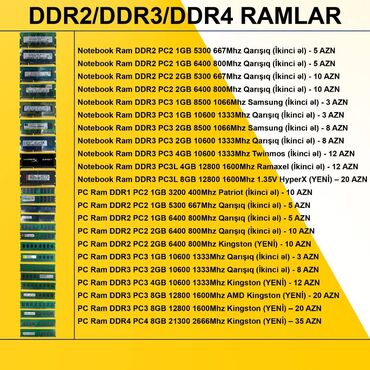 Ana platalar: Operativ yaddaş (RAM) 2 GB, < 1333 Mhz, DDR2, PC üçün