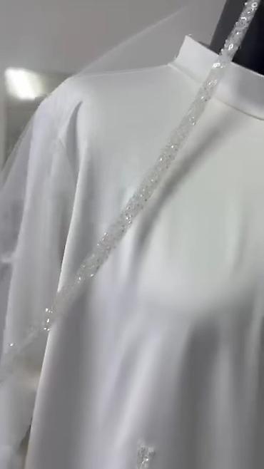 Свадебные платья: Белое свадебное платье-абайя с накидкой - Цвет: чистый белый - — 7