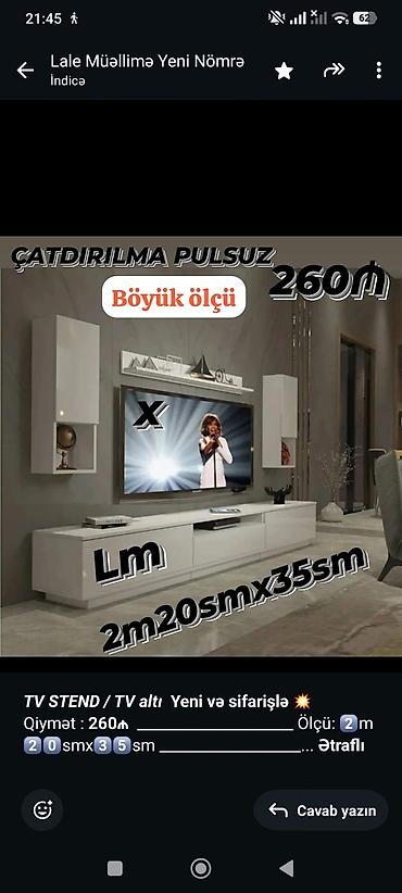 kamot: _*TV STEND / TV altı*_ *Yeni və sifarişlə* 💥 Qiymət : *260₼* — 1