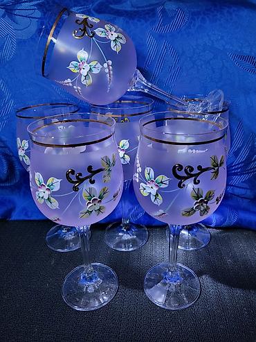 case za turski caj: Case nove bohemija kristal,rucni rad za vino iz 70ih godina.Model 2 — 5