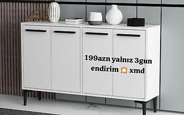 kamot qablari: Ağ rəngli, minimalist dizaynlı 4 qapılı konsol/komod. - Düz, təmiz — 1