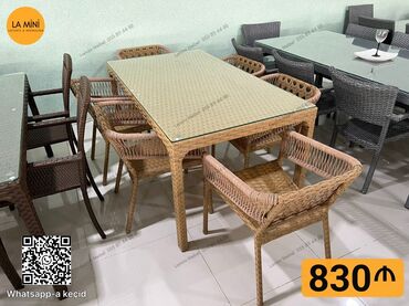 Yataq otağı dəstləri: Balkon üçün, Açılmayan, Dördbucaq masa, 6 stul