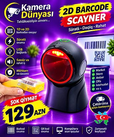 Masaüstü 2D barkod oxuyucu - 360° skan edən masaüstü model