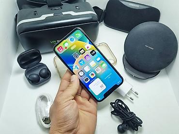 Apple iPhone: IPhone X, Б/у, 64 ГБ, Серебристый, Зарядное устройство, Чехол, Наушники, 100 % — 11