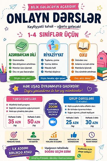 İbtidai siniflər üçün repetitor(1-5)