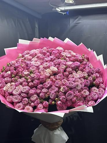 вечные розы: Потрясающий монобукет из розовых кустовых роз XXL - Огромный — 3