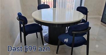 круглый стол на заказ: Dəyirmi yemək masası dəsti #masa desti - Komplekt: masa + 4 stul — 2