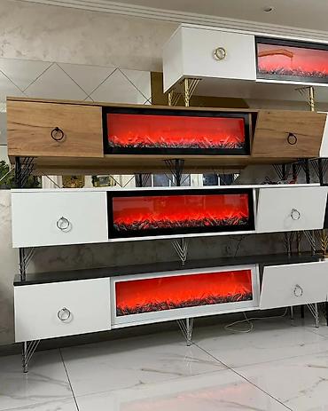 sofa za terasu: TV komoda sa ugrađenim električnim kaminom (ambijentalno LED — 1