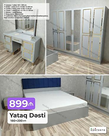 Ev və bağ: Yataq Dəsti – 160×200 sm Komplekt: - Çarpayı: 1 ədəd, 160×200 sm - — 1