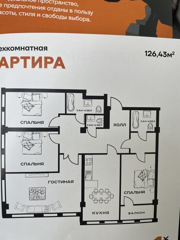 4комнатные квартиры: 4 комнаты, 126 м², Элитка, 15 этаж, ПСО (под самоотделку)