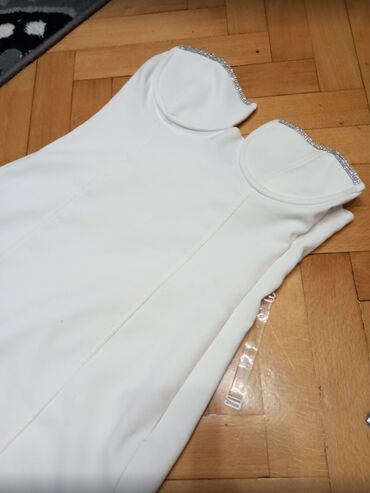 haljine trikotaža: One size, bоја - Bela, Večernji, maturski, Top (bez rukava)