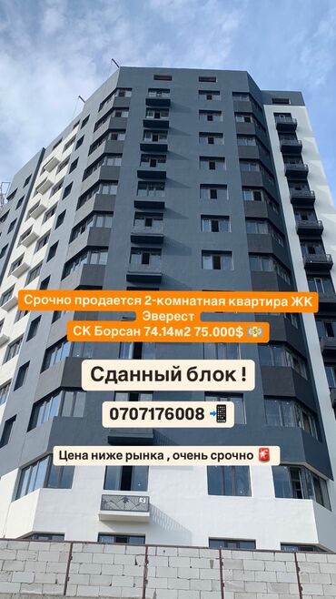 Продажа квартир: 2 комнаты, 74 м², Элитка, 6 этаж, ПСО (под самоотделку)