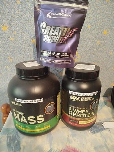 Protein, Gainer, Creatine 3 də birlikdə qiymətin yazmışam hamsı rəsmi