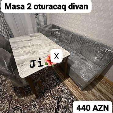 metbex divan desti: Mətbəx/otaq üçün rahat künc dəsti: - Masa + 2 oturacaqlı divan (künc — 1