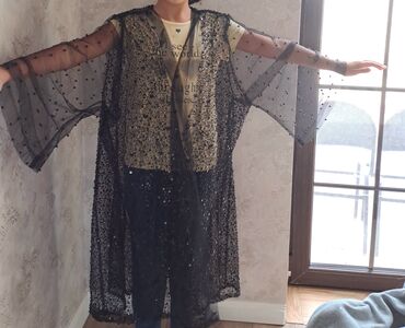 Pencəklər: Qara transparan şifon kimono/pelerin - Material: yüngül, şəffaf şifon