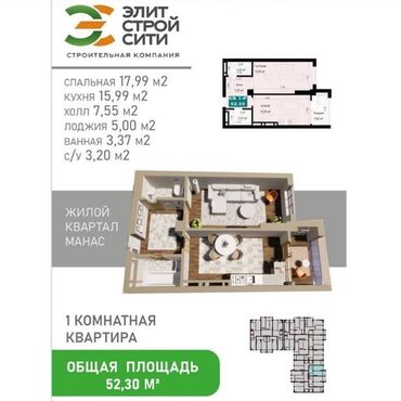 Продажа квартир: 1 комната, 4852 м², Элитка, 5 этаж