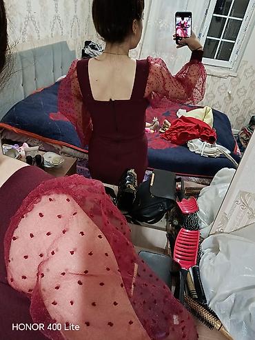 qəd: Bordo rəngli elegant qadın donu - Model: Bədənə oturan qələm kəsimli — 2