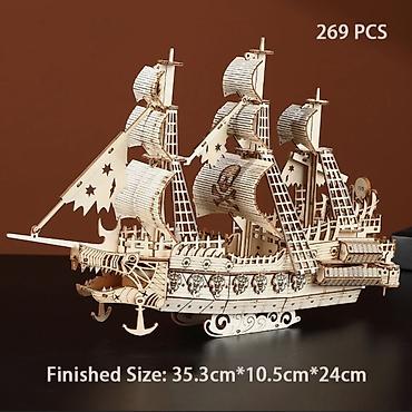 handmade подушки: Деревянный механический 3D-пазл «Летучий голландец» 🏴‍☠️ 🌿 — 1