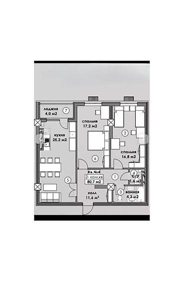 Продажа квартир: 3 комнаты, 81 м², Элитка, 10 этаж, Готовая ПСО (под самоотделку) — 8