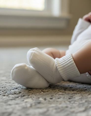 yeni il corablari: Uşaq corabları – ağ rəng, yumşaq və elastik toxuma - Yaş qrupu — 2