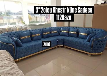 mebel termo: Chester üslublu künc divan - Ölçü: 3×2 m (şəkildə qeyd edilib) - Rəng — 1