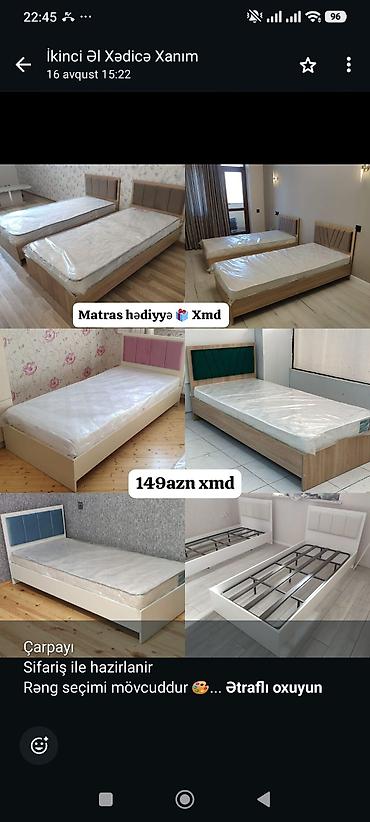 Мебель: Çarpayı Sifariş ile hazirlanir Rəng seçimi mövcuddur 🎨 Ölçü 90*2 — 1