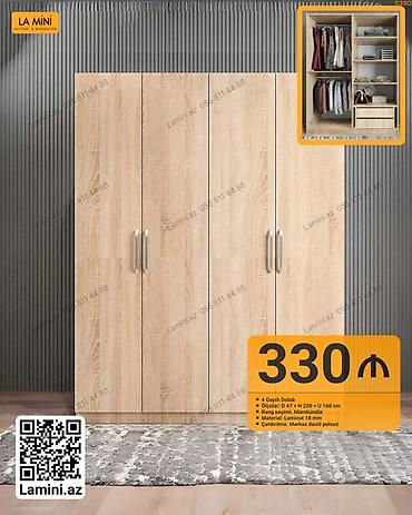 Ev üçün mebel: LA MINI 4 qapılı dolab - Ölçülər: Eni 47 sm x Hündürlük 200 sm x — 1