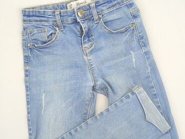 straight leg jeans: Spodnie jeansowe, 7 lat, 116/122, stan - Dobry