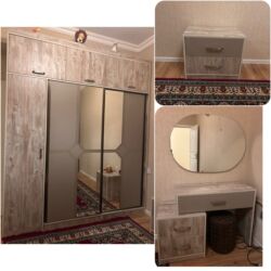 кух гарнитур бу: Двуспальная кровать, Трюмо, Тумба, Шкаф, Б/у