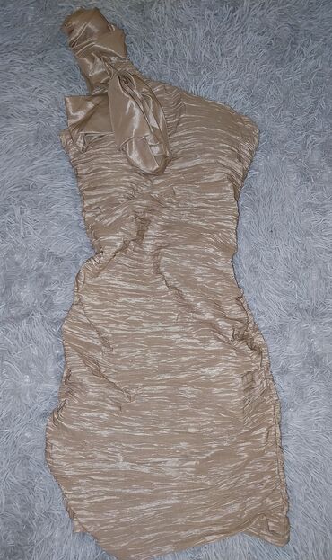 elegantne haljine za punije žene: S (EU 36), bоја - Bež, Večernji, maturski, Na bretele