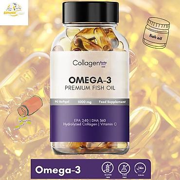 konoplya yağı: Collagen Forte – Omega-3 Premium Fish Oil • Tərkibi: hər kapsulda — 1