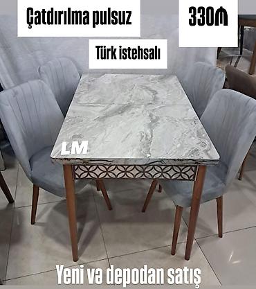 on oturacaqlar: Mətbəx üçün, Yeni, Açılmayan, Dördbucaq masa, 4 stul — 1