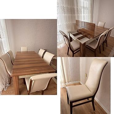 Qonaq otağı üçün, İşlənmiş, Kvadrat masa, 6 stul