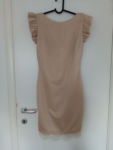 lepršave haljine za punije: L (EU 40), color - Beige, Evening, Short sleeves