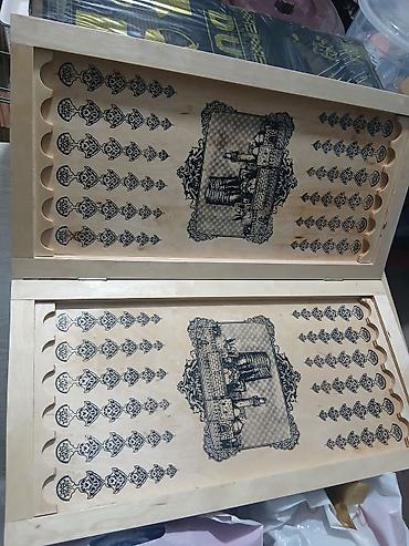 Канцтовары: Bakı temalı taxta tavla dəsti - Material: təbii ağacdan hazırlanmış — 3