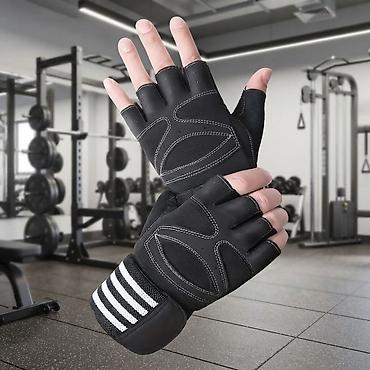 Fitnes və ağırlıq qaldırma əlcəkləri - Barmaq ucları açıq dizayn