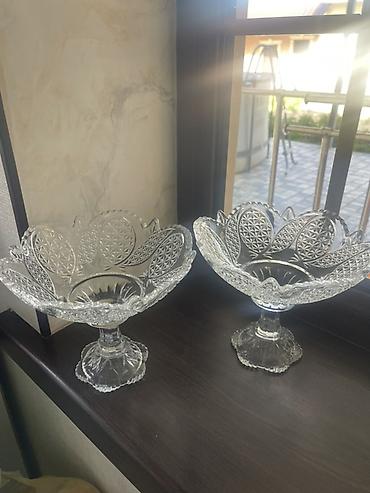 dish sets: Хрустальные вазы-вазочки на ножке (набор из 2 шт.) - Материал — 1