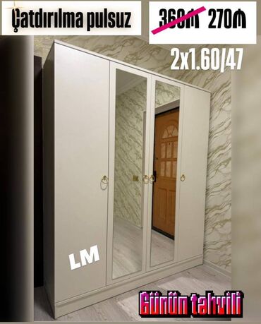 Masalar: Dörd qapılı dolablar təmiz laminatla 📌 Qiymət : 270₼ Ölçü : 2 x