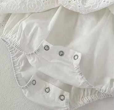 Верхняя одежда: Детская одежда: белое хлопк.нарядное платье с ободочком и носочками на — 12