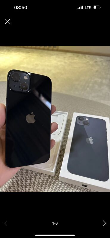 Apple iPhone: IPhone 13, Б/у, 128 ГБ, Синий, Защитное стекло, Чехол, Коробка, 85 %