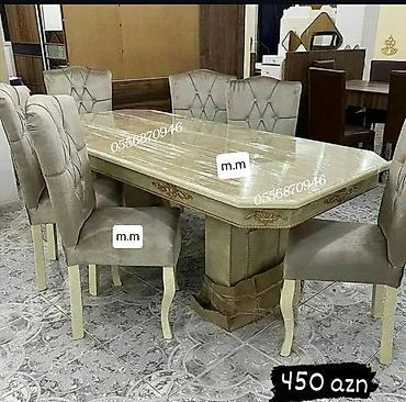 sutular: Qonaq otağı üçün, Yeni, Açılmayan, Dördbucaq masa, 6 stul — 4