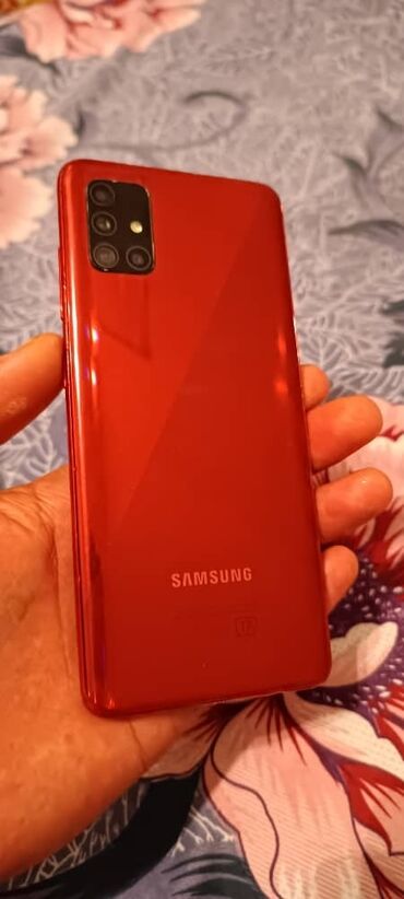 Samsung A51, Колдонулган, 64 ГБ, түсү - Кызыл, 2 SIM