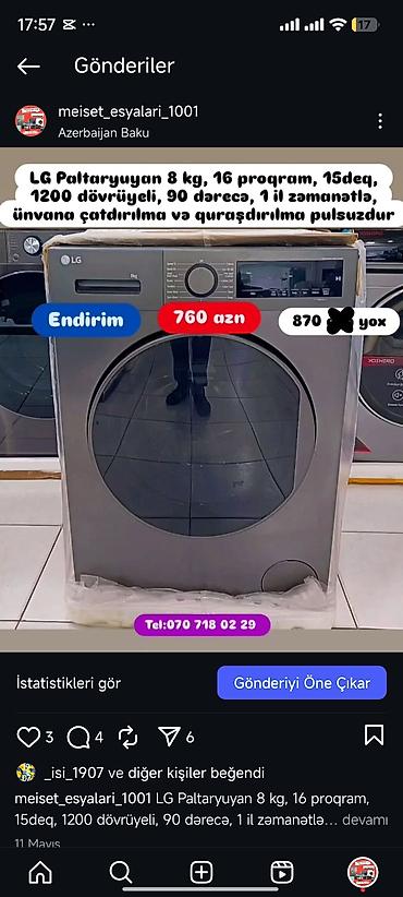 Paltaryuyan maşınlar: Paltaryuyan Anbardan satiş.Qimətlər aşagida qeyd olunub.Ünvana — 97